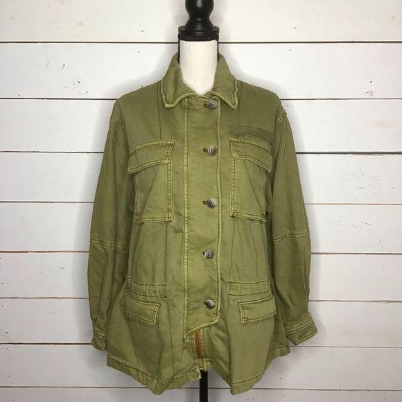 New Free People Seize The Day Jacket Army Green - Picture 1 of 9